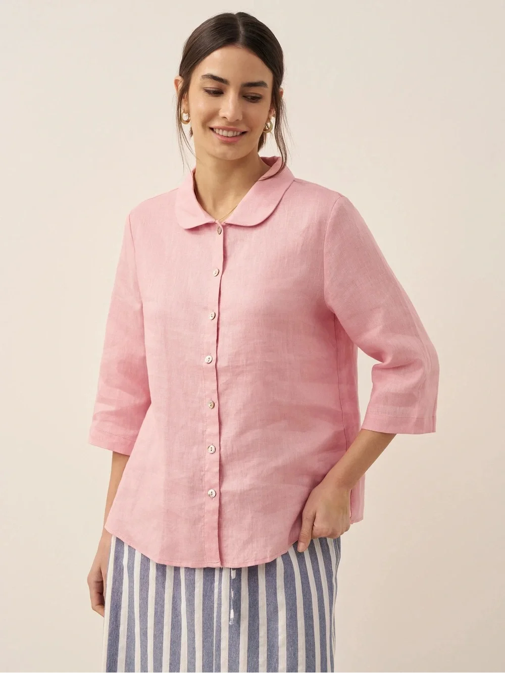 Lintico pink 100% Linen shirt - Picture 2 of 4